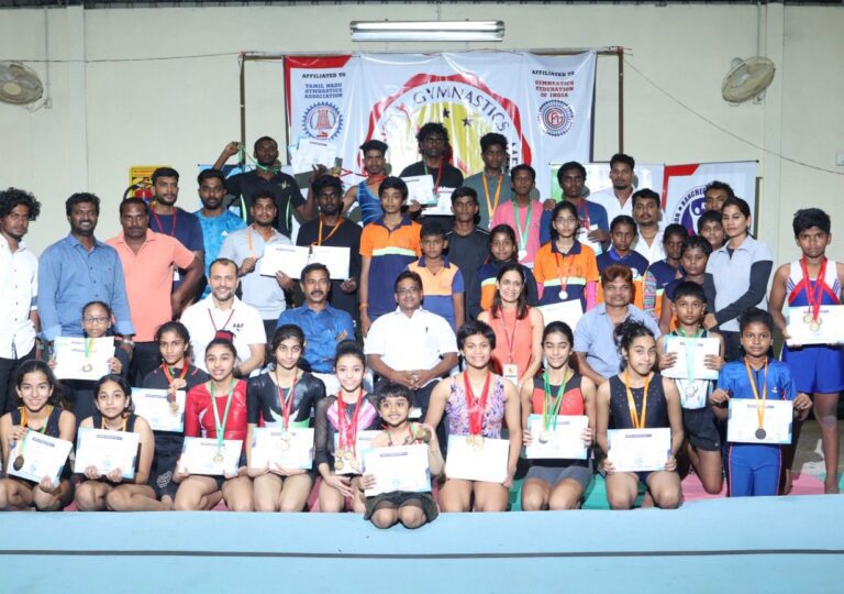 Units affiliated to Tamilnadu Gymnastics Association conducted a competitions for Artistic and Tumbling Gymnastics