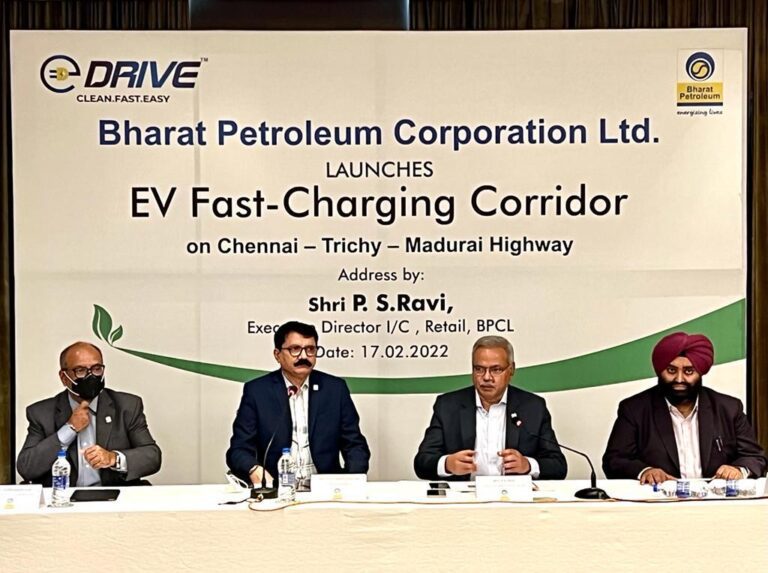 Bharat Petroleum launches EV Fast-Charging Corridor on Chennai – Trichy – Madurai Highway