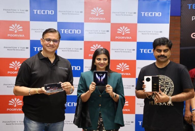 Aishwarya Rajesh unveils India’s first full-size fold smartphone TECNO PHANTOM V Fold 5G in Chennai