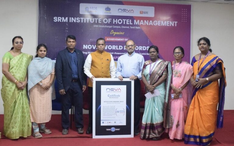 SRM Institute of Hotel Management, Ekkatuthaangal Campus has achievedNova World Record by preparing 2025 multi-grain, plant-based Kathi rolls.