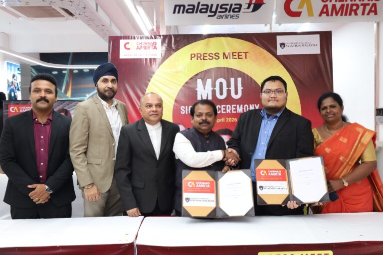 Chennais Amirta International Aviation College Signs MoU with University College of Aviation Malaysia for Direct Training